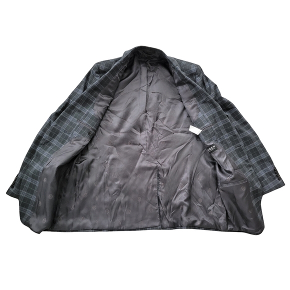 LRL Ralph Lauren Mens 44L Blazer Plaid Gray Blue Sport Coat Preppy Office Jacket - Picture 6 of 8